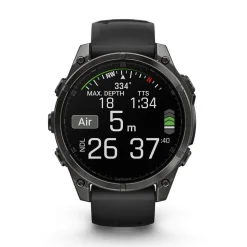 Garmin fenix® 8 AMOLED 47mm Carbon Grey DLC Titanium Case Black Pebble Grey Silicon Strap Watch