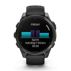 Garmin fenix® 8 AMOLED 47mm Carbon Grey DLC Titanium Case Black Pebble Grey Silicon Strap Watch