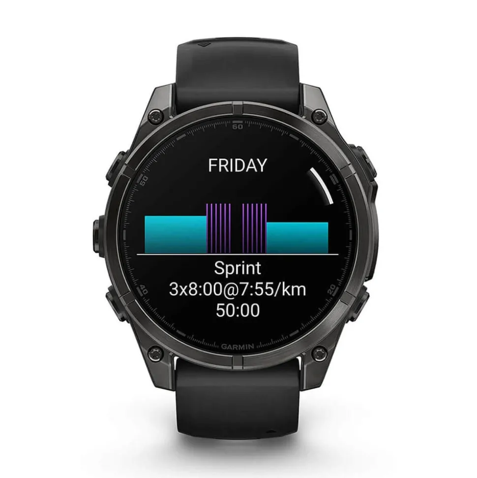 Garmin fenix® 8 AMOLED 47mm Carbon Grey DLC Titanium Case Black Pebble Grey Silicon Strap Watch