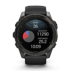 Garmin fenix&reg; 8 AMOLED 51mm Carbon Grey DLC Titanium Case Black Pebble Grey Silicon Strap Watch