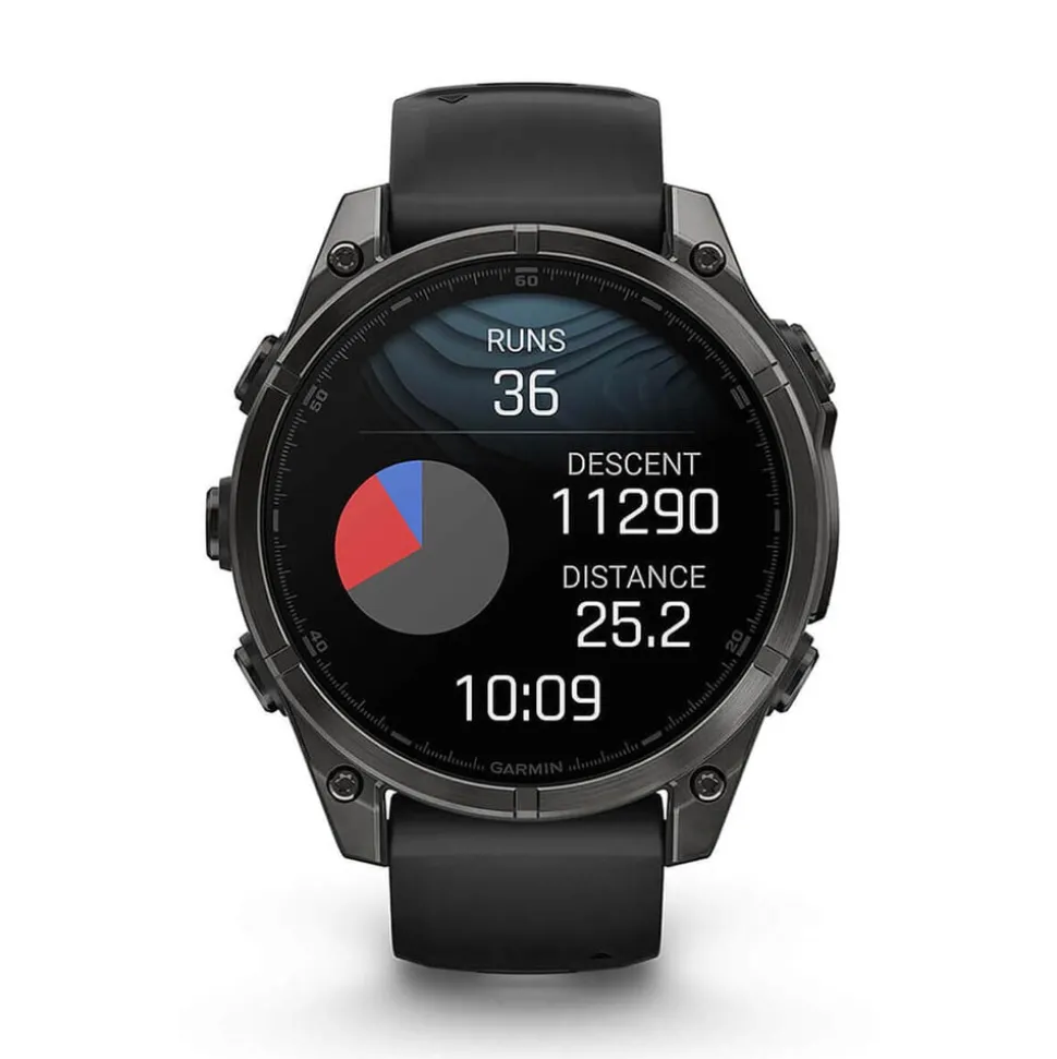 Garmin fenix® 8 AMOLED 47mm Carbon Grey DLC Titanium Case Black Pebble Grey Silicon Strap Watch