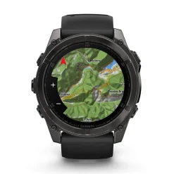 Garmin fenix&reg; 8 AMOLED 51mm Carbon Grey DLC Titanium Case Black Pebble Grey Silicon Strap Watch