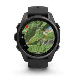 Garmin fenix&reg; 8 AMOLED 43mm Carbon Grey DLC Titanium Case Black Pebble Grey Silicon Strap Watch