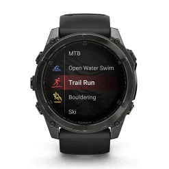 Garmin fenix&reg; 8 AMOLED 51mm Carbon Grey DLC Titanium Case Black Pebble Grey Silicon Strap Watch