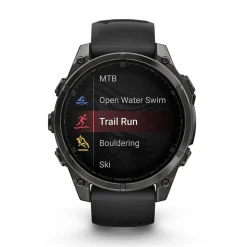 Garmin fenix® 8 AMOLED 47mm Carbon Grey DLC Titanium Case Black Pebble Grey Silicon Strap Watch