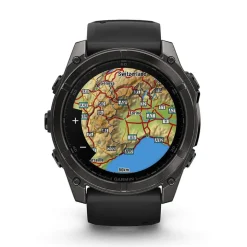 Garmin fenix&reg; 8 AMOLED 51mm Carbon Grey DLC Titanium Case Black Pebble Grey Silicon Strap Watch