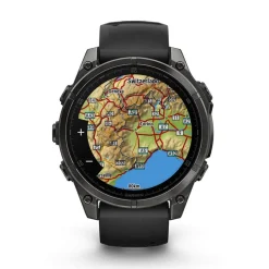 Garmin fenix® 8 AMOLED 47mm Carbon Grey DLC Titanium Case Black Pebble Grey Silicon Strap Watch