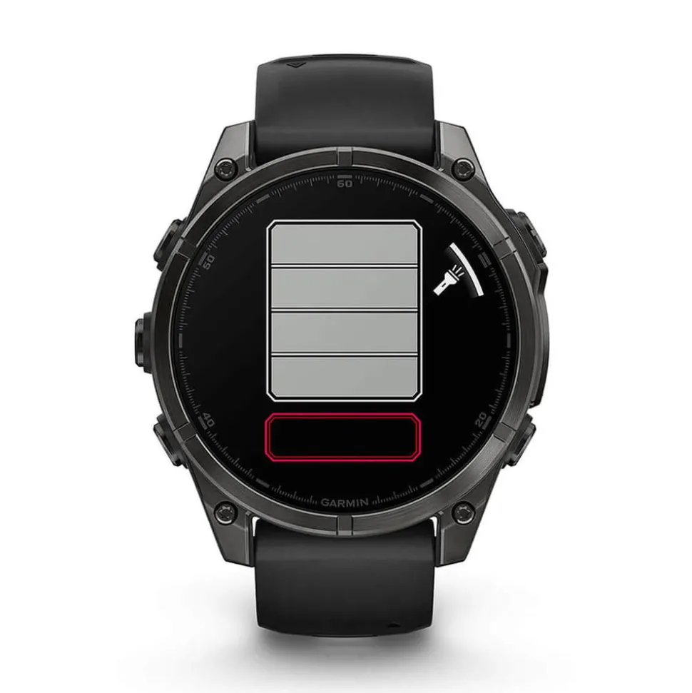Garmin fenix® 8 AMOLED 47mm Carbon Grey DLC Titanium Case Black Pebble Grey Silicon Strap Watch