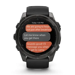 Garmin fenix&reg; 8 AMOLED 51mm Carbon Grey DLC Titanium Case Black Pebble Grey Silicon Strap Watch