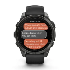 Garmin fenix® 8 AMOLED 47mm Carbon Grey DLC Titanium Case Black Pebble Grey Silicon Strap Watch