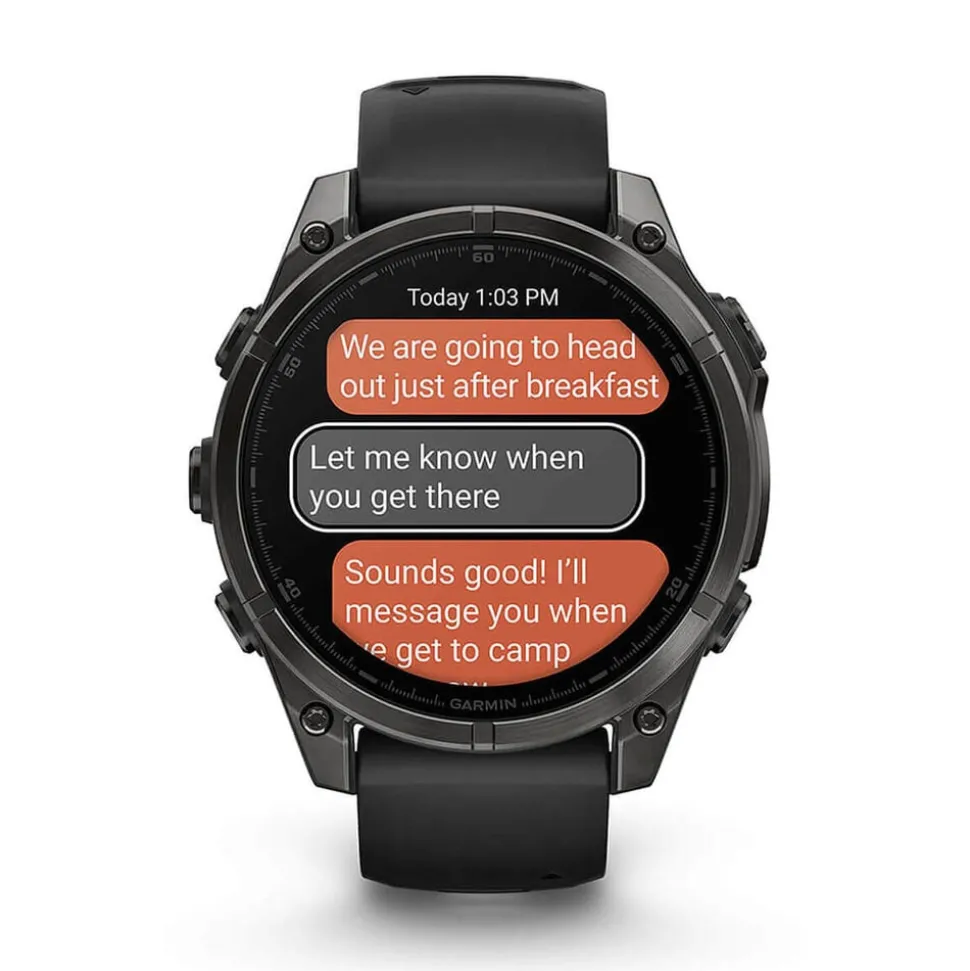 Garmin fenix® 8 AMOLED 47mm Carbon Grey DLC Titanium Case Black Pebble Grey Silicon Strap Watch