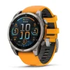 Garmin fenix&reg; 8 AMOLED Sapphire 47mm Titanium Case Spark Orange Graphite Silicon Strap Watch