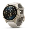 Garmin fenix&reg; 8 AMOLED Sapphire 43mm Soft Gold Case Fog Grey Dark Sandstone Silicon Strap Watch