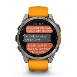 Garmin fenix&reg; 8 AMOLED Sapphire 47mm Titanium Case Spark Orange Graphite Silicon Strap Watch