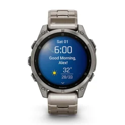 Garmin fenix&reg; 8 AMOLED Sapphire 47mm Titanium Case Vented Titanium Bracelet Watch