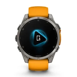 Garmin fenix&reg; 8 AMOLED Sapphire 47mm Titanium Case Spark Orange Graphite Silicon Strap Watch