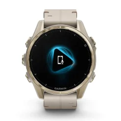 Garmin fenix® 8 AMOLED Sapphire 43mm Soft Gold Case Limestone Leather Strap Watch