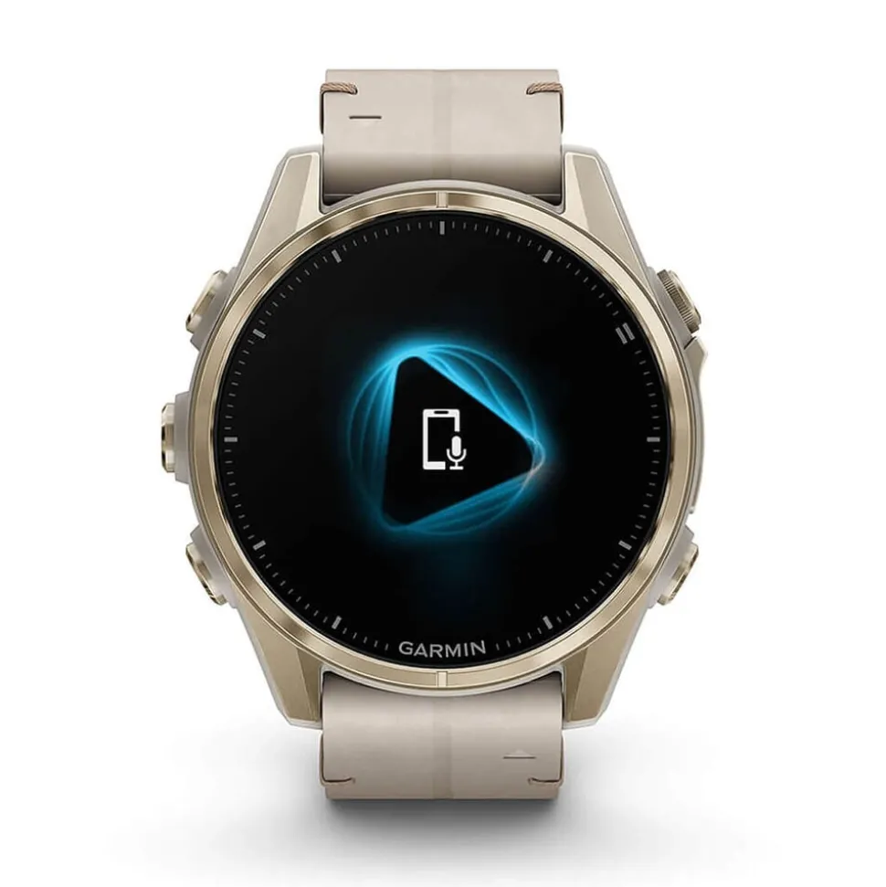 Garmin fenix® 8 AMOLED Sapphire 43mm Soft Gold Case Limestone Leather Strap Watch