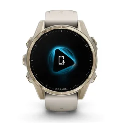Garmin fenix&reg; 8 AMOLED Sapphire 43mm Soft Gold Case Fog Grey Dark Sandstone Silicon Strap Watch