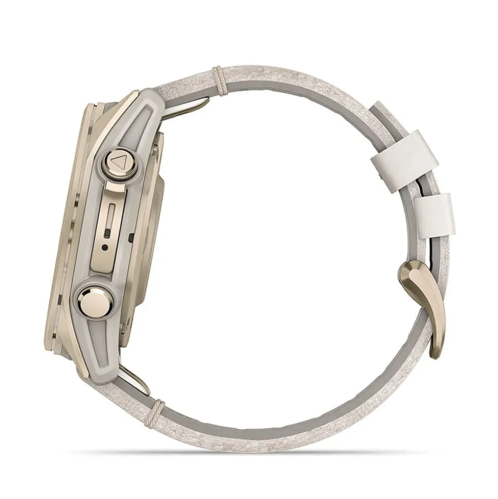 Garmin fenix® 8 AMOLED Sapphire 43mm Soft Gold Case Limestone Leather Strap Watch