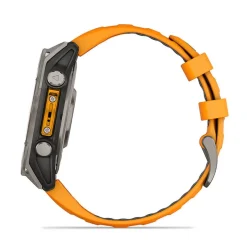 Garmin fenix&reg; 8 AMOLED Sapphire 47mm Titanium Case Spark Orange Graphite Silicon Strap Watch
