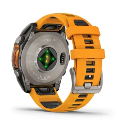 Garmin fenix&reg; 8 AMOLED Sapphire 47mm Titanium Case Spark Orange Graphite Silicon Strap Watch