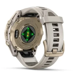 Garmin fenix&reg; 8 AMOLED Sapphire 43mm Soft Gold Case Fog Grey Dark Sandstone Silicon Strap Watch