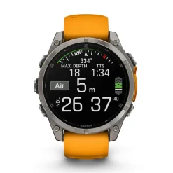 Garmin fenix&reg; 8 AMOLED Sapphire 47mm Titanium Case Spark Orange Graphite Silicon Strap Watch
