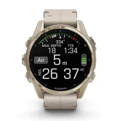 Garmin fenix® 8 AMOLED Sapphire 43mm Soft Gold Case Limestone Leather Strap Watch