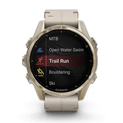 Garmin fenix® 8 AMOLED Sapphire 43mm Soft Gold Case Limestone Leather Strap Watch