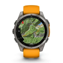 Garmin fenix&reg; 8 AMOLED Sapphire 47mm Titanium Case Spark Orange Graphite Silicon Strap Watch