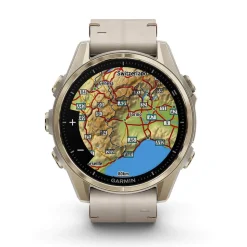 Garmin fenix® 8 AMOLED Sapphire 43mm Soft Gold Case Limestone Leather Strap Watch