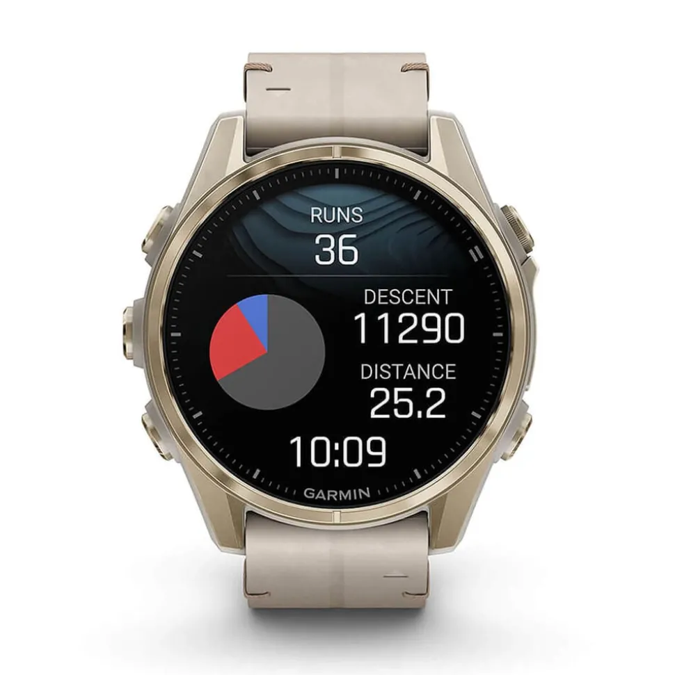 Garmin fenix® 8 AMOLED Sapphire 43mm Soft Gold Case Limestone Leather Strap Watch