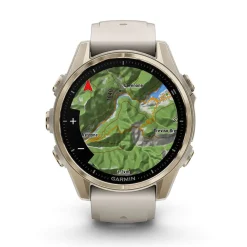 Garmin fenix&reg; 8 AMOLED Sapphire 43mm Soft Gold Case Fog Grey Dark Sandstone Silicon Strap Watch