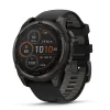 Garmin fenix&reg; 8 Solar 47mm Carbon Grey DLC Titanium Case Black Pebble Gray Silicon Strap Watch