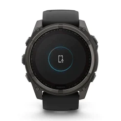 Garmin fenix&reg; 8 Solar 51mm Carbon Grey DLC Titanium Case Black Pebble Gray Silicon Strap Watch