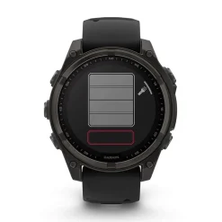Garmin fenix&reg; 8 Solar 47mm Carbon Grey DLC Titanium Case Black Pebble Gray Silicon Strap Watch