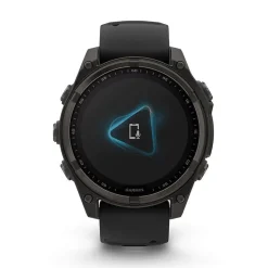 Garmin fenix&reg; 8 Solar 47mm Carbon Grey DLC Titanium Case Black Pebble Gray Silicon Strap Watch