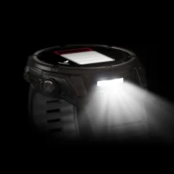 Garmin fenix&reg; 8 Solar 51mm Carbon Grey DLC Titanium Case Black Pebble Gray Silicon Strap Watch