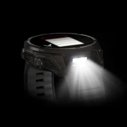 Garmin fenix&reg; 8 Solar 47mm Carbon Grey DLC Titanium Case Black Pebble Gray Silicon Strap Watch