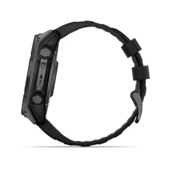 Garmin fenix&reg; 8 Solar 51mm Carbon Grey DLC Titanium Case Black Pebble Gray Silicon Strap Watch