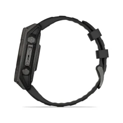 Garmin fenix&reg; 8 Solar 47mm Carbon Grey DLC Titanium Case Black Pebble Gray Silicon Strap Watch