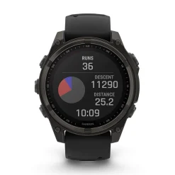 Garmin fenix&reg; 8 Solar 47mm Carbon Grey DLC Titanium Case Black Pebble Gray Silicon Strap Watch