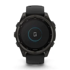 Garmin fenix&reg; 8 Solar 47mm Carbon Grey DLC Titanium Case Black Pebble Gray Silicon Strap Watch