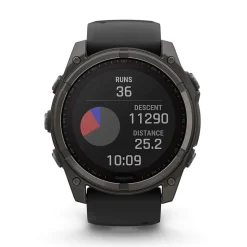 Garmin fenix&reg; 8 Solar 51mm Carbon Grey DLC Titanium Case Black Pebble Gray Silicon Strap Watch