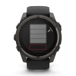 Garmin fenix&reg; 8 Solar 51mm Carbon Grey DLC Titanium Case Black Pebble Gray Silicon Strap Watch