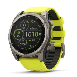 Garmin fenix&reg; 8 Solar Sapphire 51mm Titanium Case Amp Yellow & Graphite Silicone Strap Watch