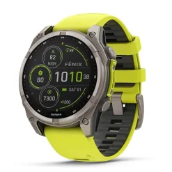 Garmin fenix&reg; 8 Solar Sapphire 47mm Titanium Case Amp Yellow & Graphite Silicone Strap Watch