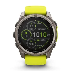Garmin fenix&reg; 8 Solar Sapphire 51mm Titanium Case Amp Yellow & Graphite Silicone Strap Watch