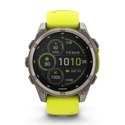 Garmin fenix&reg; 8 Solar Sapphire 47mm Titanium Case Amp Yellow & Graphite Silicone Strap Watch